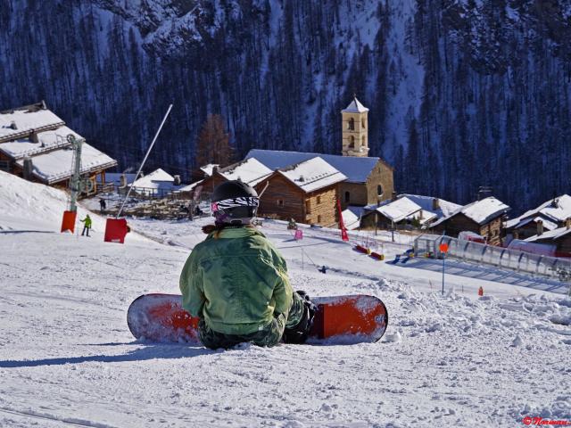 Snowboard à Saint-Véran